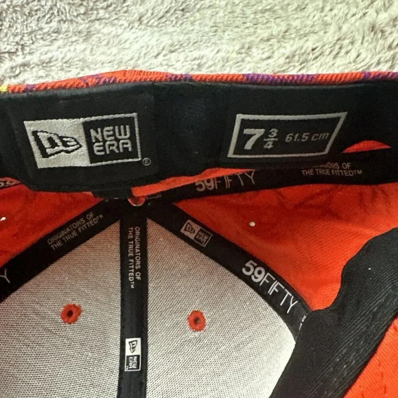 Atlanta Braves Hat New Era 59Fifty All Over Print Baseball Cap Orange 7 3/4 New - Picture 10 of 16